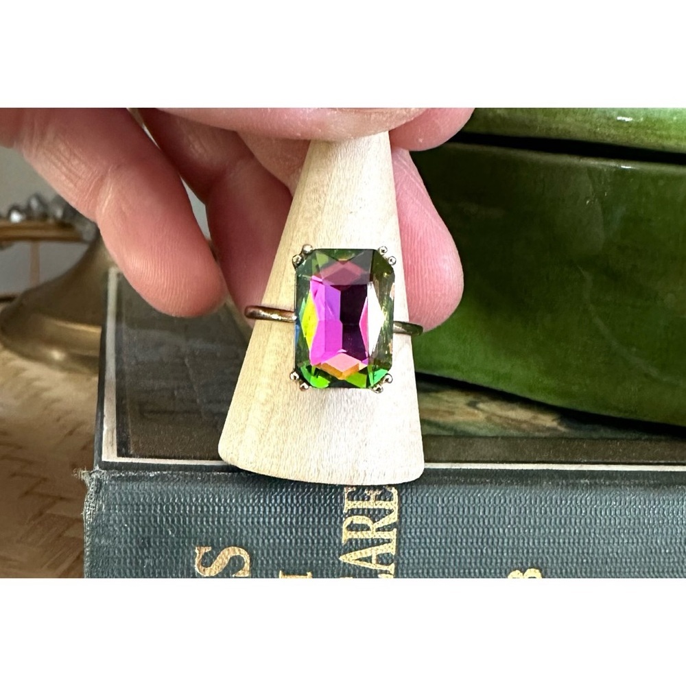 Multicolor Rectangle Stone ring